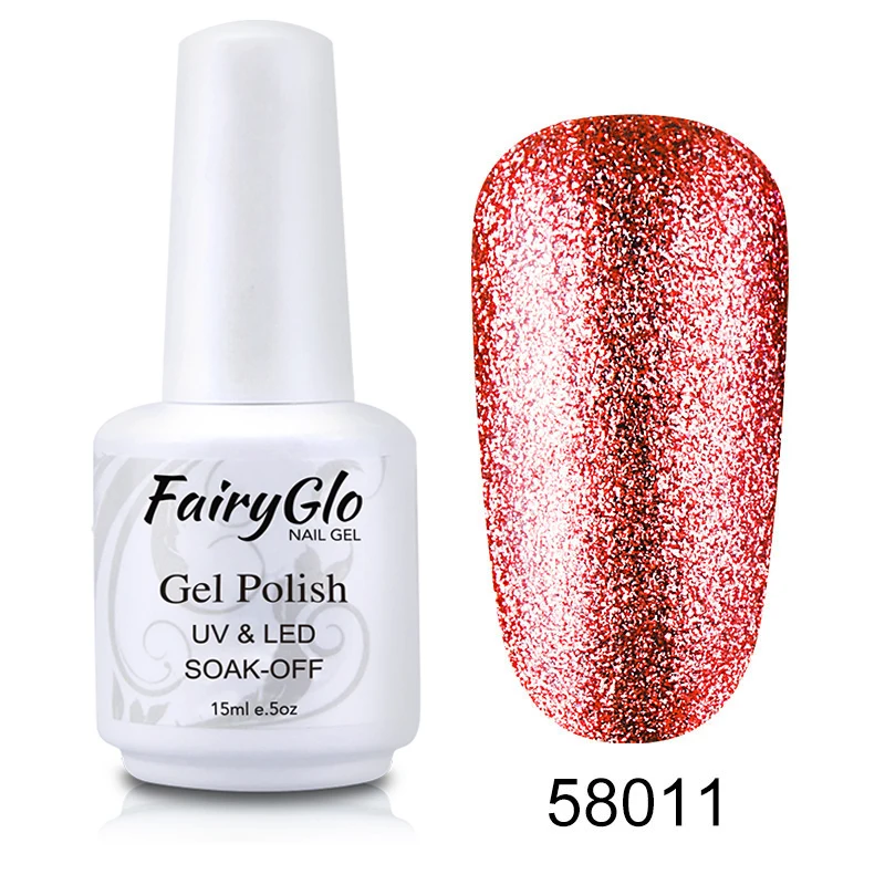 58011 FairyGlo, 15 мл, блестящий гель для ногтей, Платиновый, УФ светодиодный, лампа, Гель-лак для ногтей, длинный, последний, Гель-лак, гибридная краска, геллак, лаковый клей - Цвет: 58011