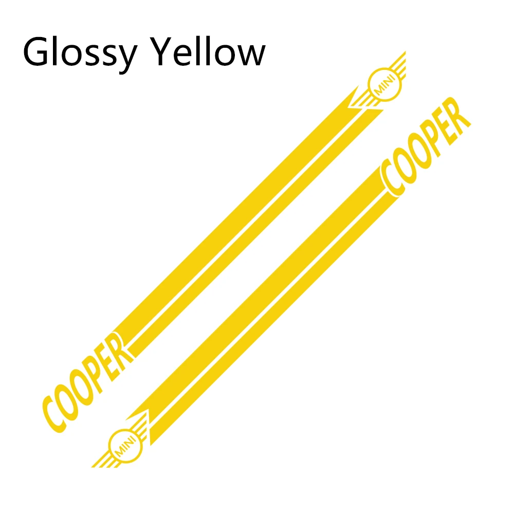 Glossy Yellow Наклейки для автомобиля сбоку в полоску спортивный стиль наклейки для Mini Cooper R56 R57 R58 R50 R52 R53 R59 R61 R60 F60 F55 F56 F54 аксессуары - Название цвета: Glossy Yellow