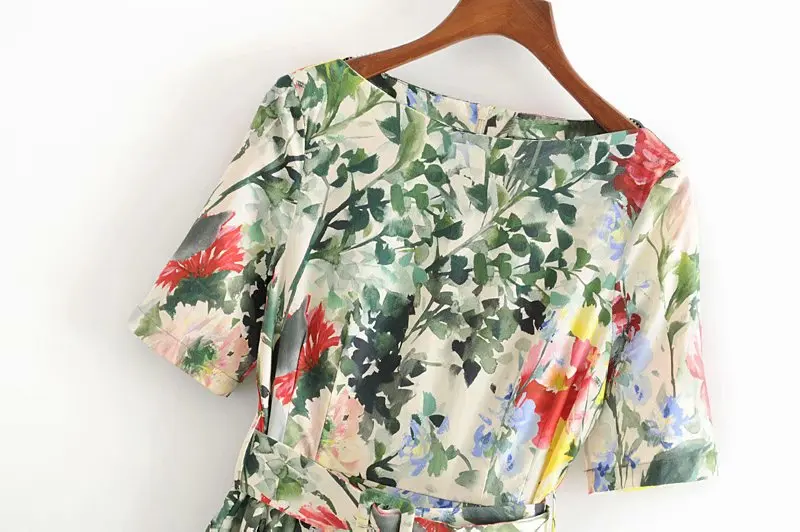 Летнее платье 2019 женская одежда Повседневное с коротким рукавом Макси принтом