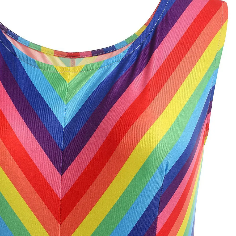 2018 Лидер продаж женские винтажные размера плюс с принтом радуги трапециевидной