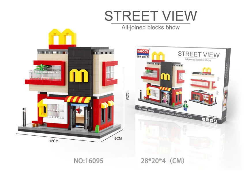 balody Store Model Mini McDonalds Street View Apple shop diamond building block toys for children gifts #16095-16097 | Игрушки и хобби