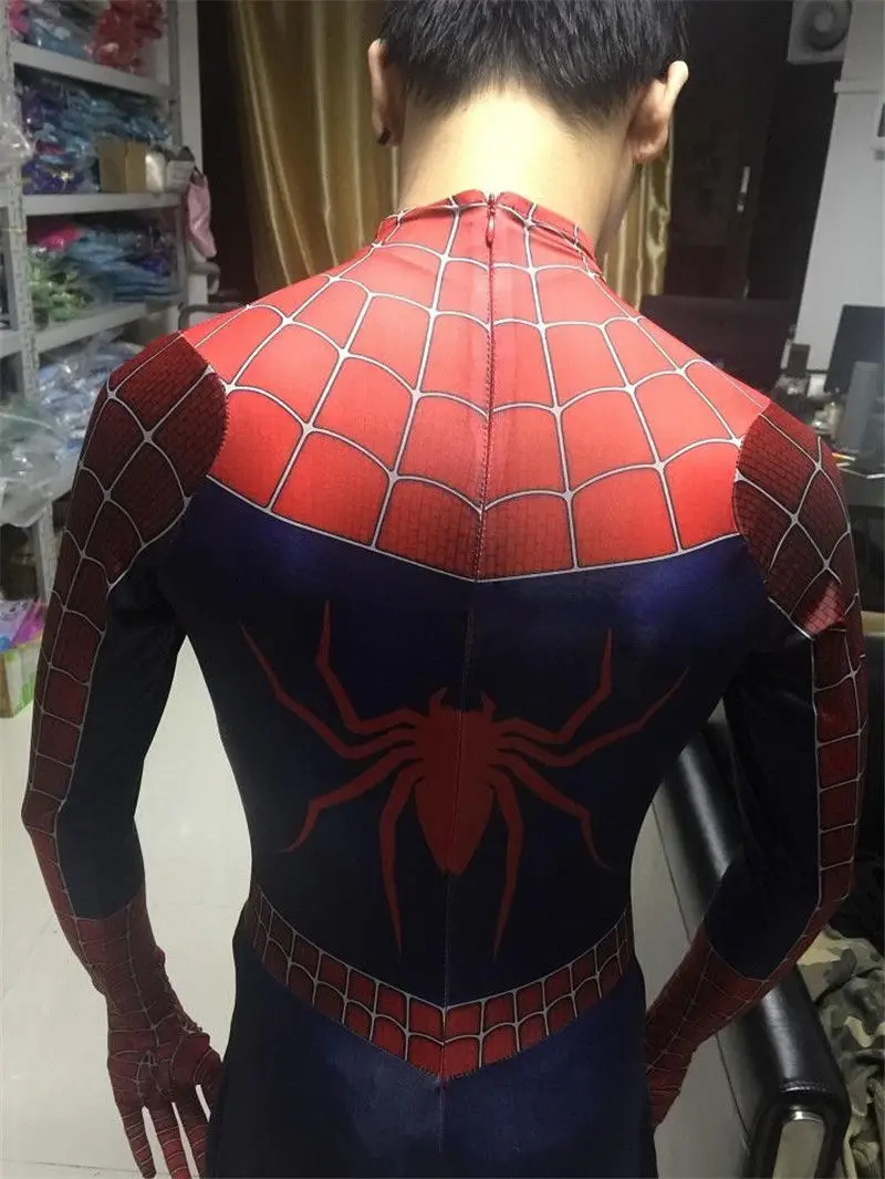 Костюм для взрослых Toby Amazing Spiderman 3D спандекса Zentai облегающая черная маска глаз