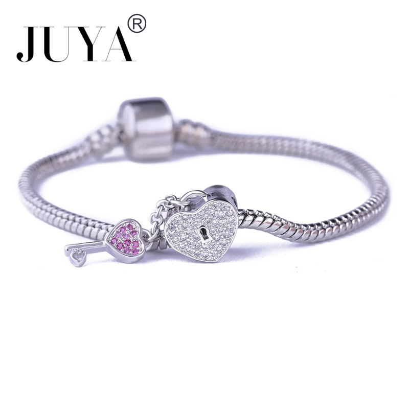 Золотая Роза золотая бусина очаровательное сердце замок и ключ с полностью