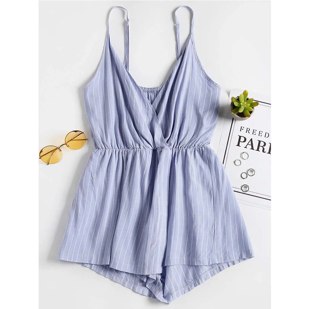 Новинка 2018! Летний женский комбинезон с лямками повседневный без рукавов на