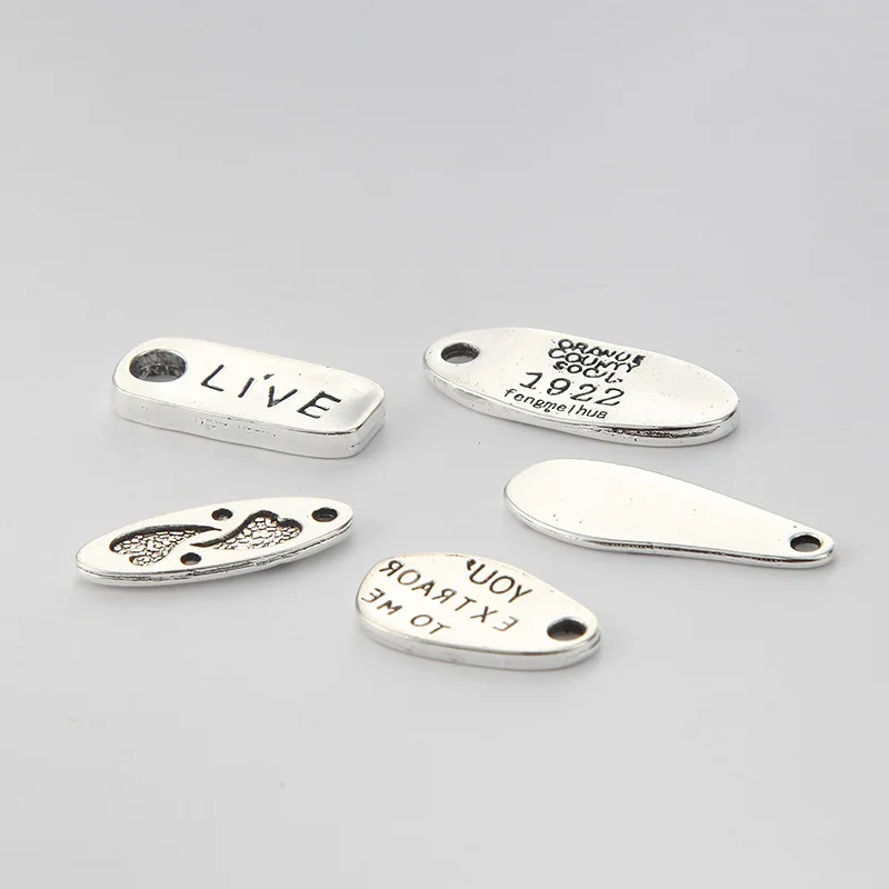 10 шт. заводская цена высокое качество сплав античный серебряный шарм буквы живые