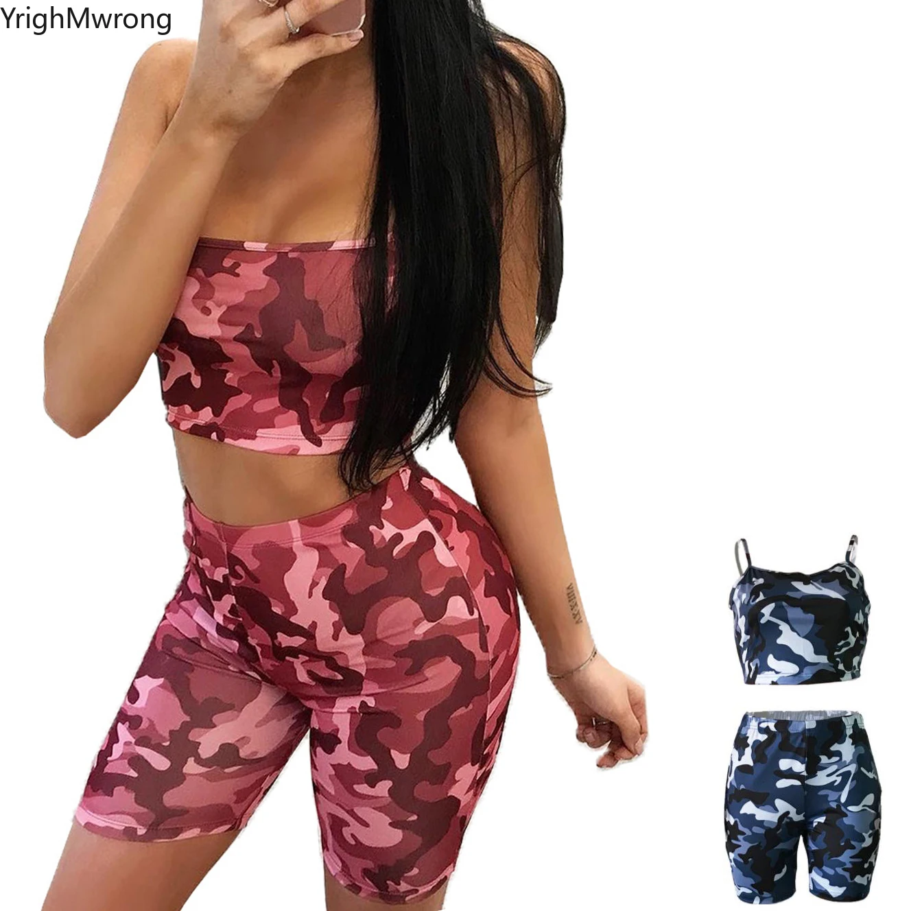 Размер плюс розовый оранжевый камуфляж принт спагетти бюстье с ремешками