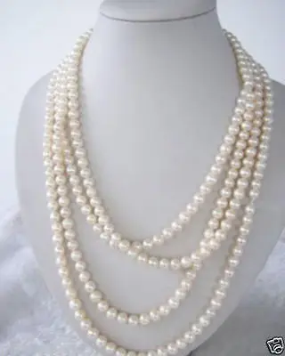 

SUPER LONG 100 INCH WHITE FRESHWATER REAL PEARL NECKLACE 7-8MM