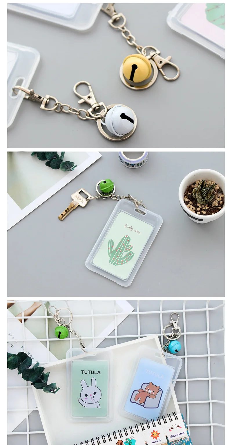 Coloffice 1 шт. Kawaii С мультипликационным рисунком держатель с колокольчиками Note ID кредитный автобус/карта еды хранения канцелярский брелок школьный офис