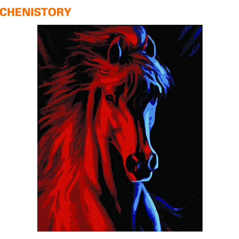 CHENISTORY животные Красный Бег Лошади DIY масло Набор для рисования по номерам окраска