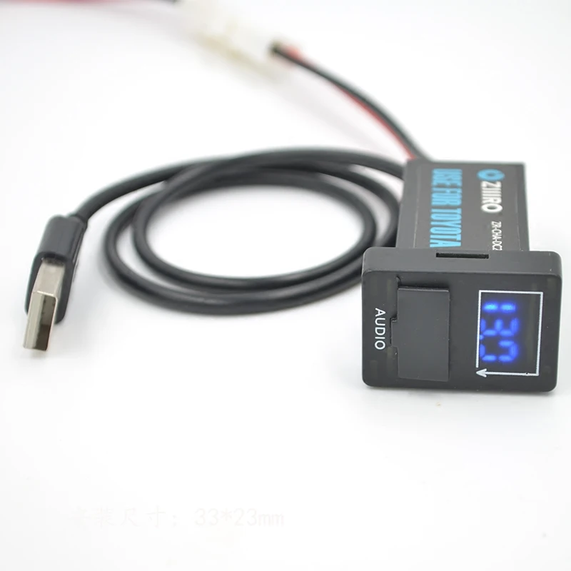 Автомобильный аудиоразъем USB-порт с адаптером напряжения ЖК-дисплей для TOYOTA Corolla