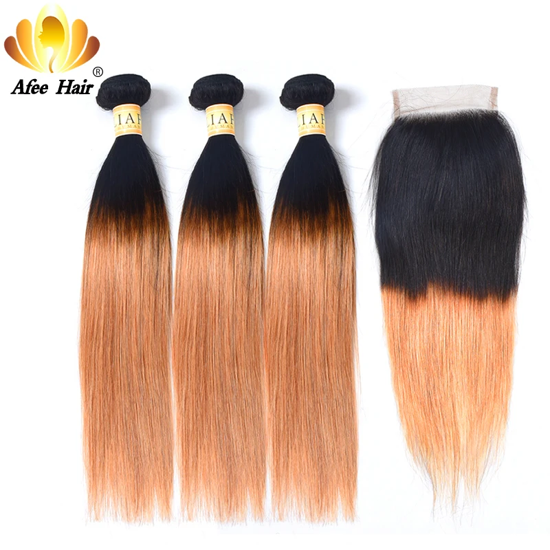 Али Afee волос предварительно цветной пучок пакет Remy волосы #1b/27 бразильские Прямые