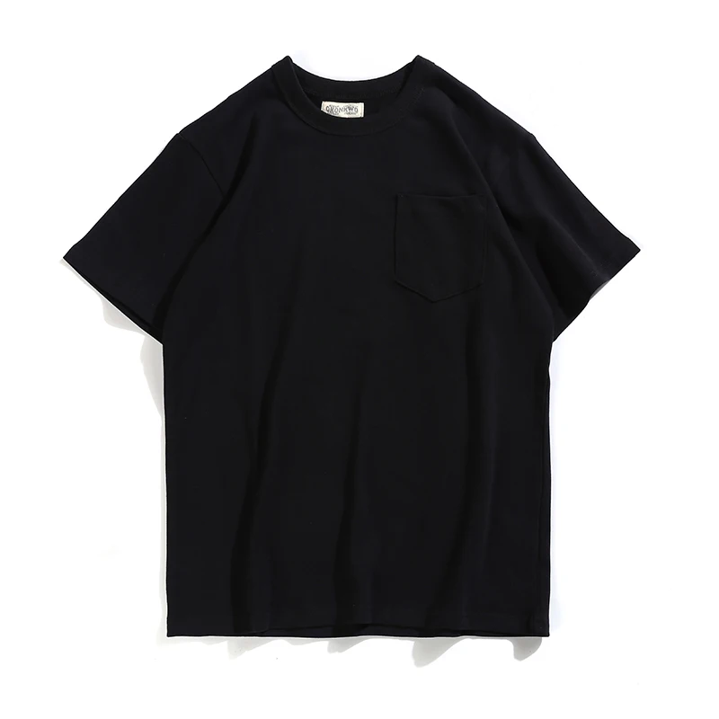 2019 летняя Новинка 100% хлопковая Базовая футболка с карманом Мужская однотонная