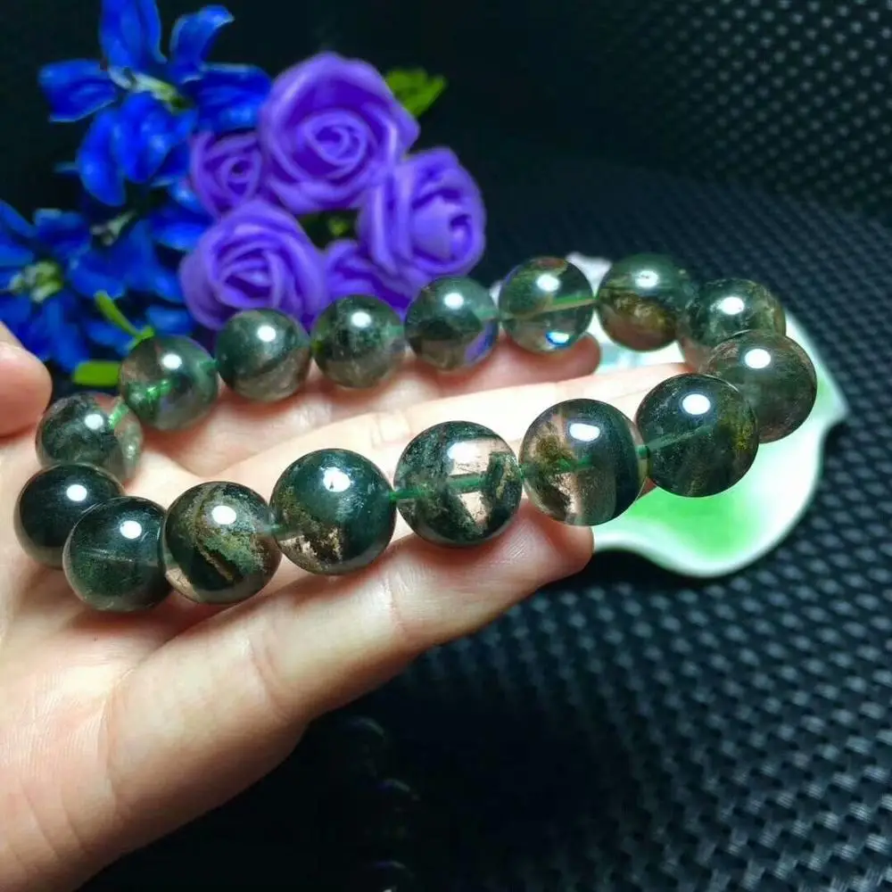 Натуральный зеленый Phantom Ghost кварцевый браслет с кристаллами и драгоценными камнями 14 13 мм бесплатная