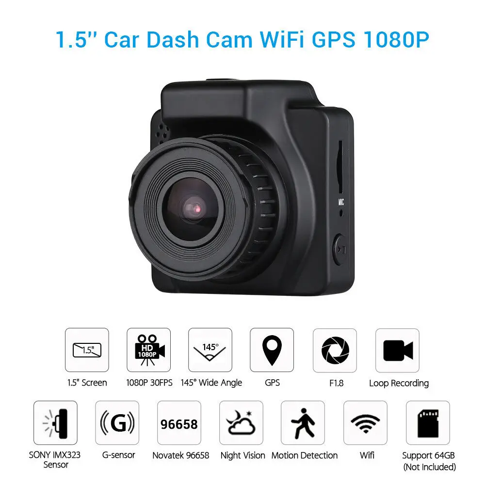 Автомобильный видеорегистратор 1 5 &quotЖК экран Novatek 96658 sony IMX323 1080P 30FPS Wifi gps