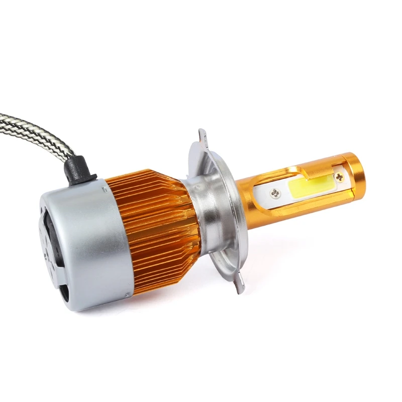 2pcs C6 LED Car Headlight Kit COB H4 36W 7600LM White Light Bulbs Gold | Лампы и освещение