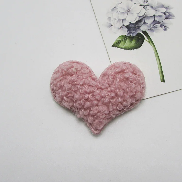 light purple 40 шт./партия, 5x4 см, плюшевые бархатные аппликации с сердечками, Детские аксессуары для волос ручной работы и пошив одежды - Цвет: light purple