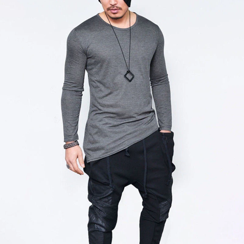 Мужская Облегающая рубашка с длинным рукавом Повседневная блузка большого