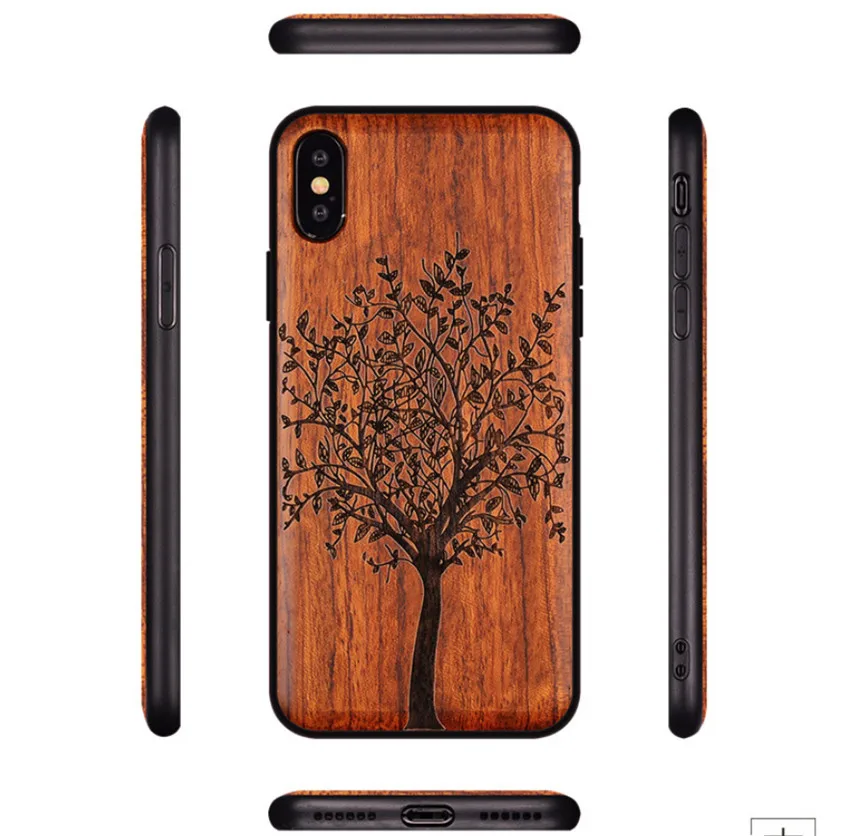Резной деревянный чехол для iPhone X Xs Max XR противоударный из ТПУ бампер корпус XS |
