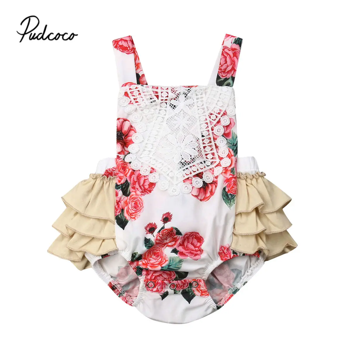 2019 новорожденных для маленьких девочек цветочный принт комбинезон с открытыми