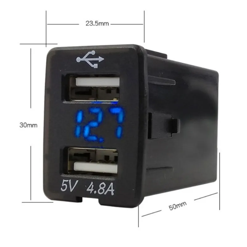 

XUNMA New 5V 4.8A 2 USB Voltage display Interface Socket Car fast Charger Adapter for NISSAN, DC-DC Power Inverter Converter