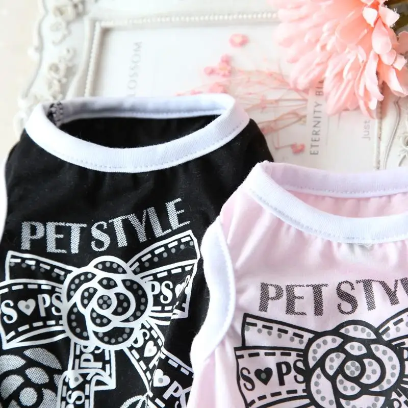 Cotton Princess Bow Print Girl Female Dog Dress Clothing For Dogs Puppy Cat Pet Clothes Apparel Products Chihuahua|cat dresses for cats|pet cat