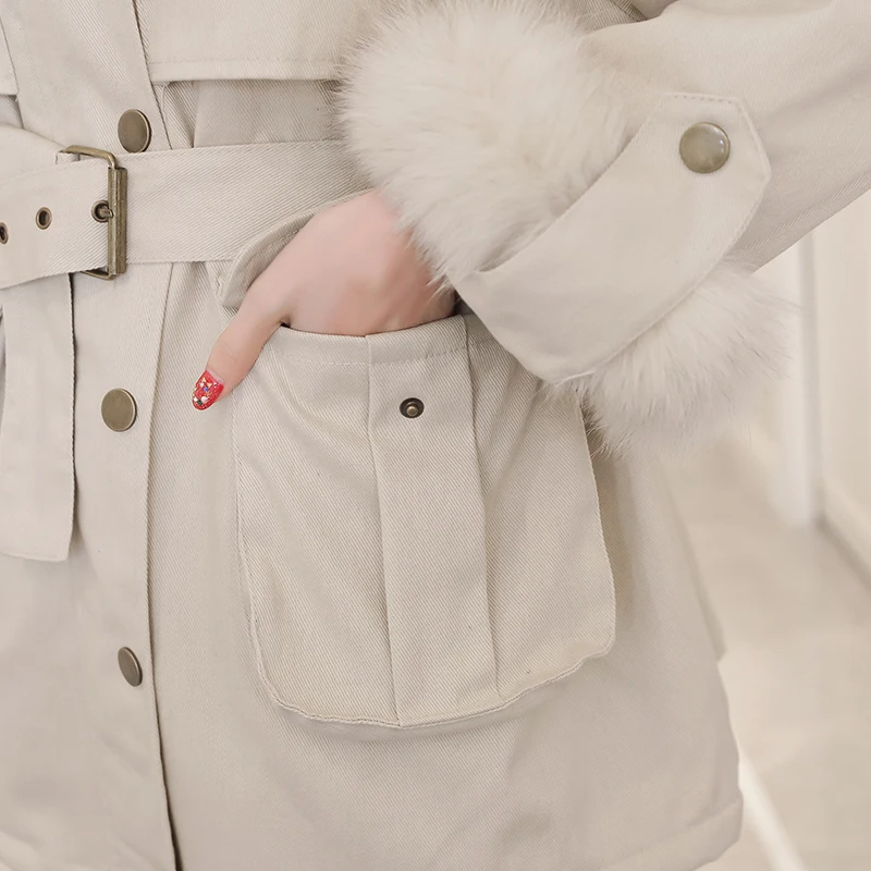Winter Coat Women Parkas 2020 New Style Loose Fur collar Tooling Cotton Jacket Plus velvet Warm Hooded Female HP267 | Женская одежда