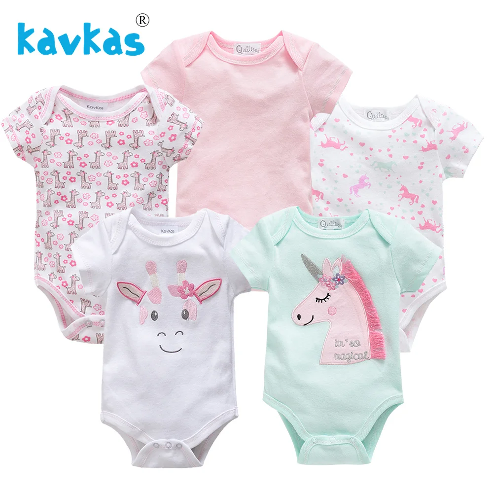 Детские комбинезоны Kavkas 5 шт./лот с коротким рукавом из 100% хлопка Одежда для