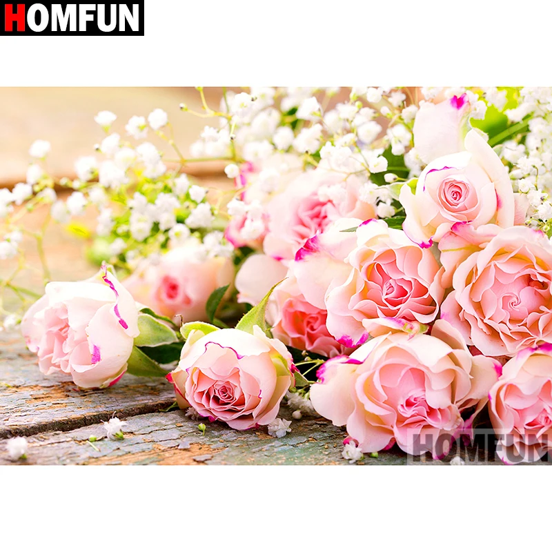 

Алмазная 5D живопись HOMFUN «Цветочный пейзаж», полноразмерная/круглая вышивка, домашний декор, «сделай сам», вышивка крестиком, A10954