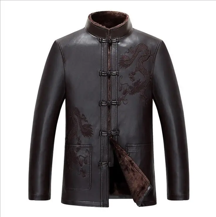 Мужская зимняя куртка из натуральной овечьей кожи теплое Мужское пальто в