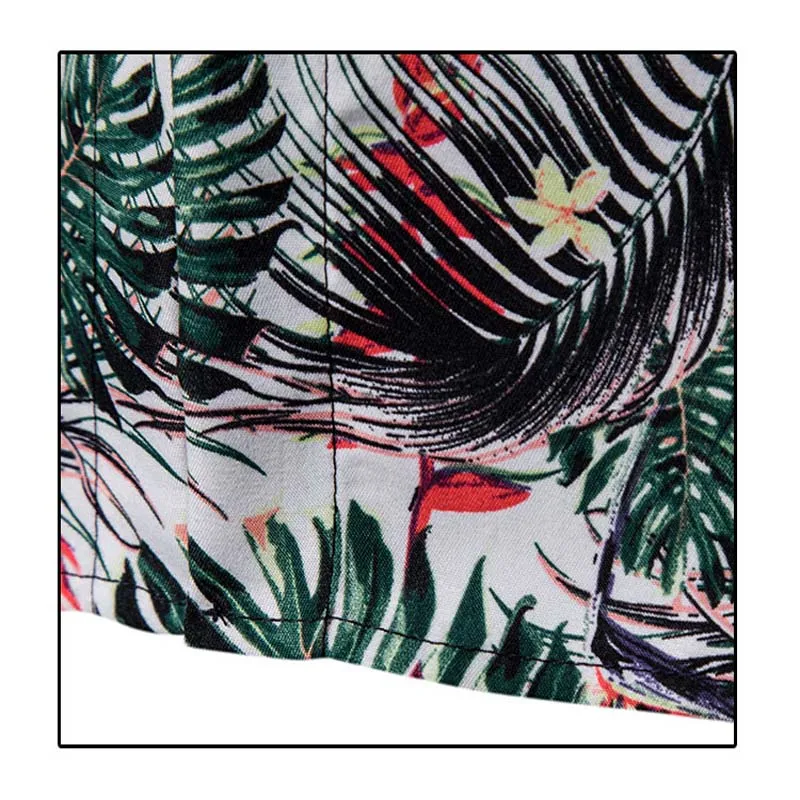 

Summer Hawaiian Short Sleeve Shirt Men Cotton Floral Printed Casual Dress Shirts Men Clothes
