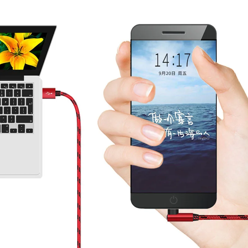 90 градусов быстрая зарядка usb для Lightning Кабель type c кабель передачи данных