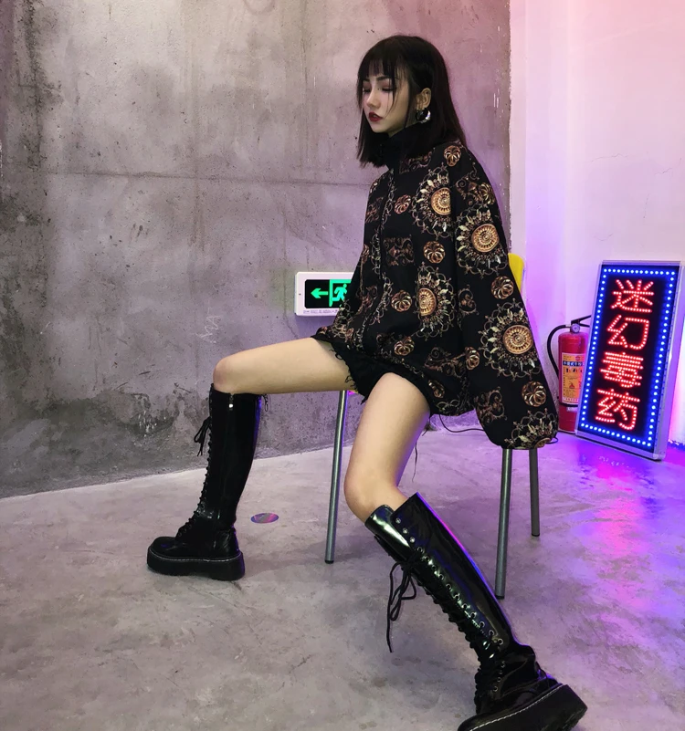 LMCAVASUN 2019 Осенняя ретро куртка Женская свободная с длинным рукавом Harajuku пальто