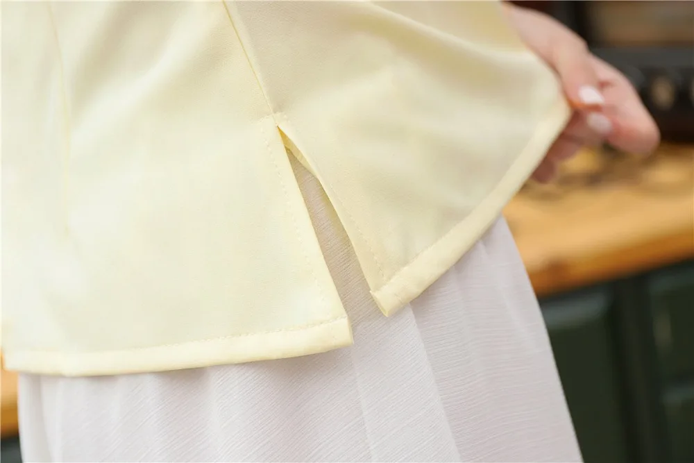 Шанхай история короткий рукав искусственный шелк cheongsam топ решетка Традиционный