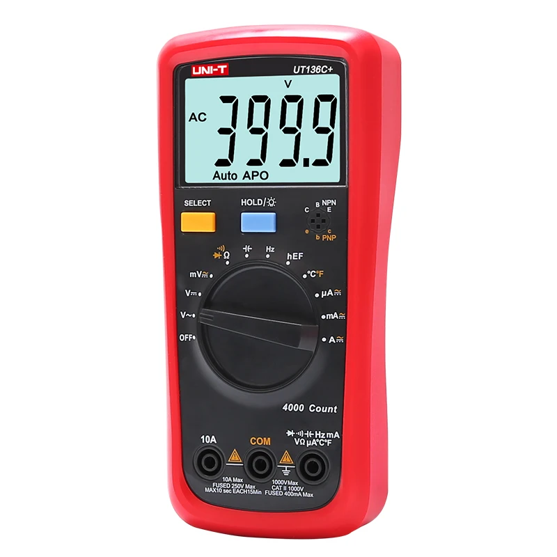 UNI-T UT136C+ Digital Multimeter 1000V 10A Auto Power Off AC DC Voltage Current Ohm Diode Meter Temperature Test | Инструменты