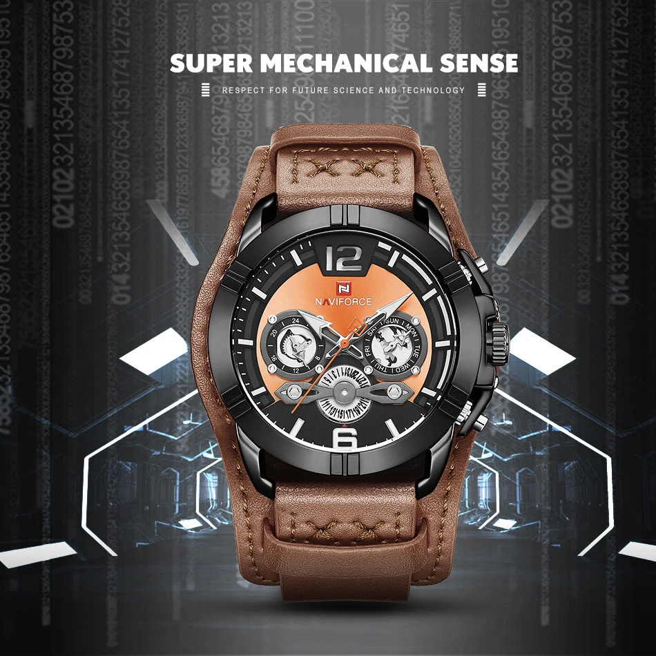 Naviforce мужские часы люксовый Топ бренд Ретро стимпанк Мужские кварцевые наручные