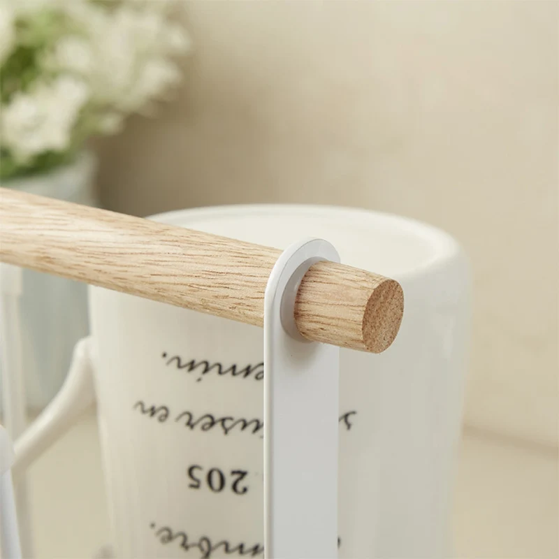 

Multifunctional Kitchen Metal Storage Rack Wooden Cup Drying Rack for Home Living Room TB Sale