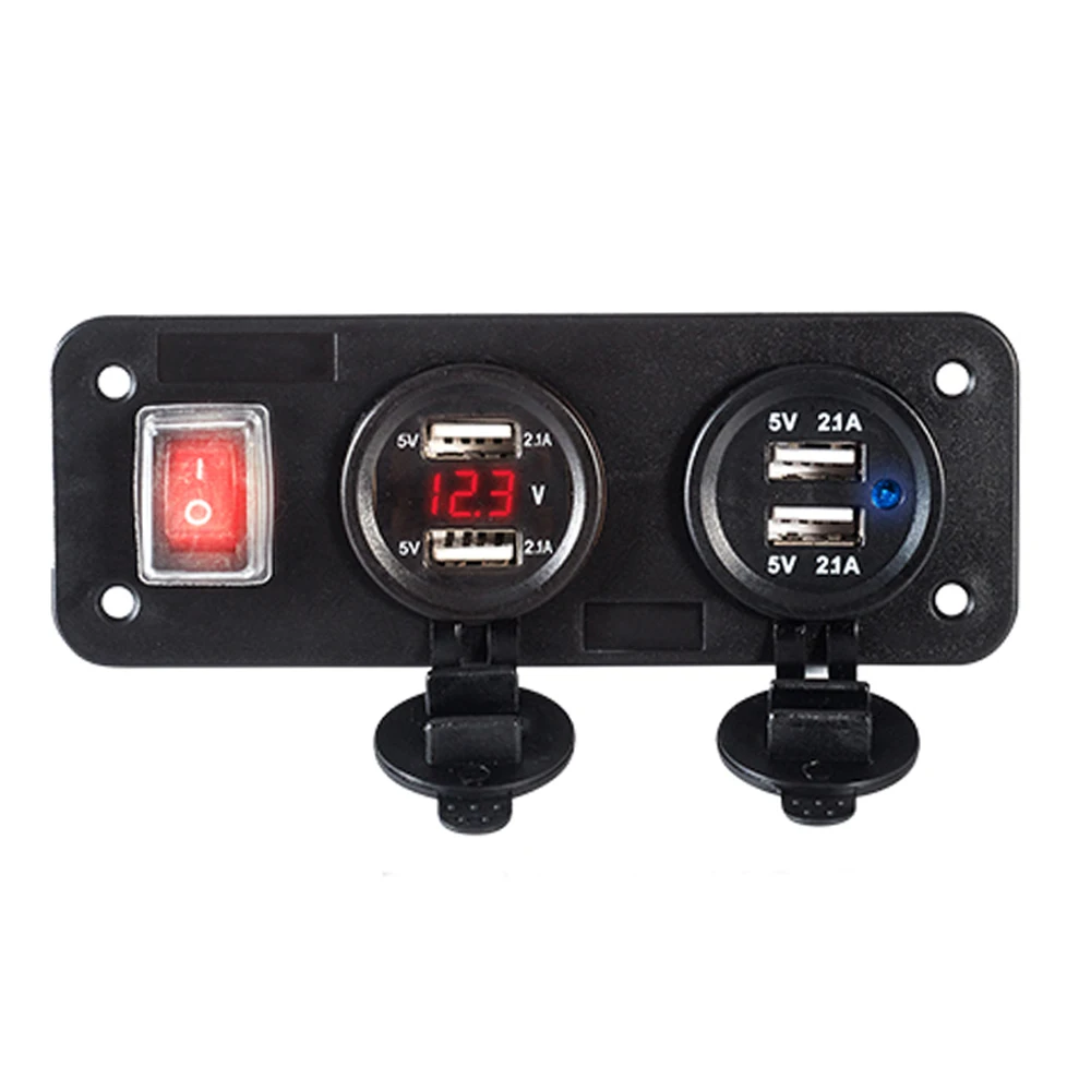 4 порта USB 12 V-30 V розетка для автомобильного прикуривателя автомобиля Зарядное устройство вольтметр с переключателем Панель 4.2A Зарядка для телефонов/автомобиля/лодки/мотоцикл
