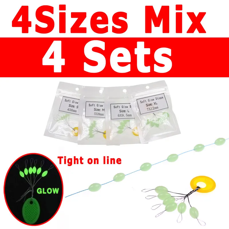 4sets glo stop M 1 ПАК мягкие Светящиеся Шарики Светящиеся оранжевый зеленый для рыболовной снасти тройной крючок яйцо муха завязывание УФ Цвет Сабики блесна Айс джиг рыболовные аксессуары - Цвет: 4sets glo stop M