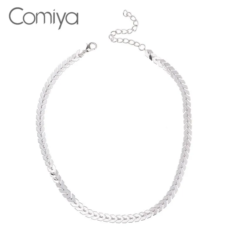 Comiya модные золотые серебряные звенья цепи Чокеры ожерелье для женщин Collare Feminino