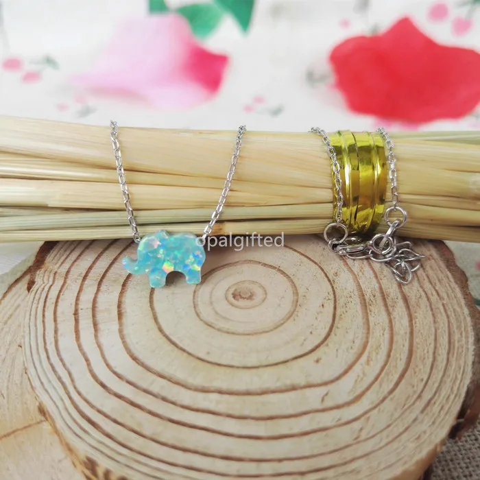 1pc Promotion Francy 925 Sterling Silver Opal Elephant Necklace op03 Light Green 8*11mm Cute Synthetic | Украшения и аксессуары