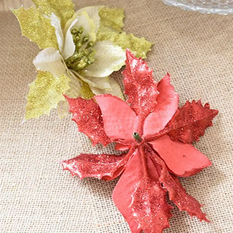 10 шт. рождественские украшения Цветок Блестящий искусственный цветок для дома