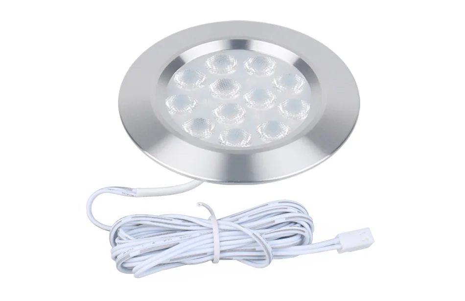 Кухонный шкаф Светодиодный светильник 12V 3W Круглый шкафчик с шайбой Светильник Гардеробная мебель Контракторная лампа Витрина Книжная полка Освещение