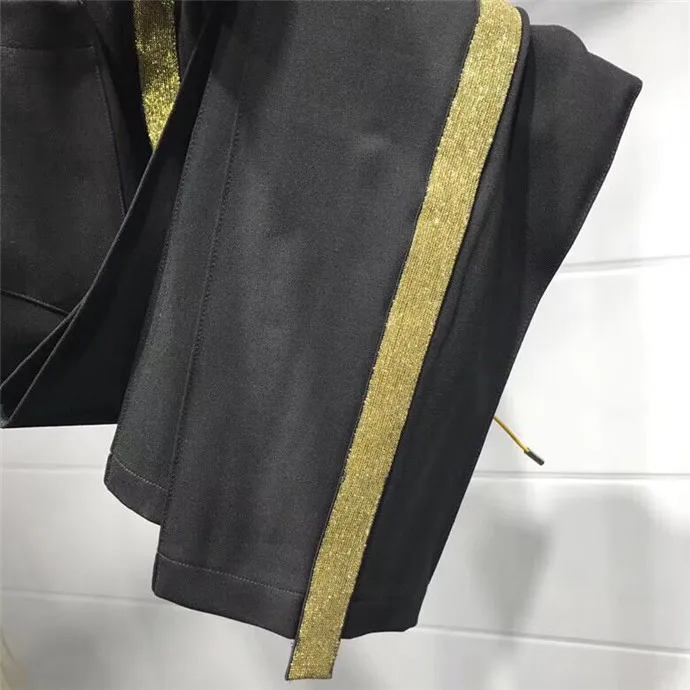 RHUDE Traxedo брюки для девочек SLIM/SKINNY FIT Rhude Новое поступление для мужчин хип-хоп спортивные брюки BLK/GRN черный W/золото шнурок ленты брюки для девочек