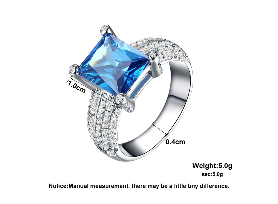 ORSA JEWELS женские свадебные кольца с большими квадратными океанскими синими кубическими цирконами Роскошные вечерние Обручальные кольца для женщин ювелирные изделия AOR140