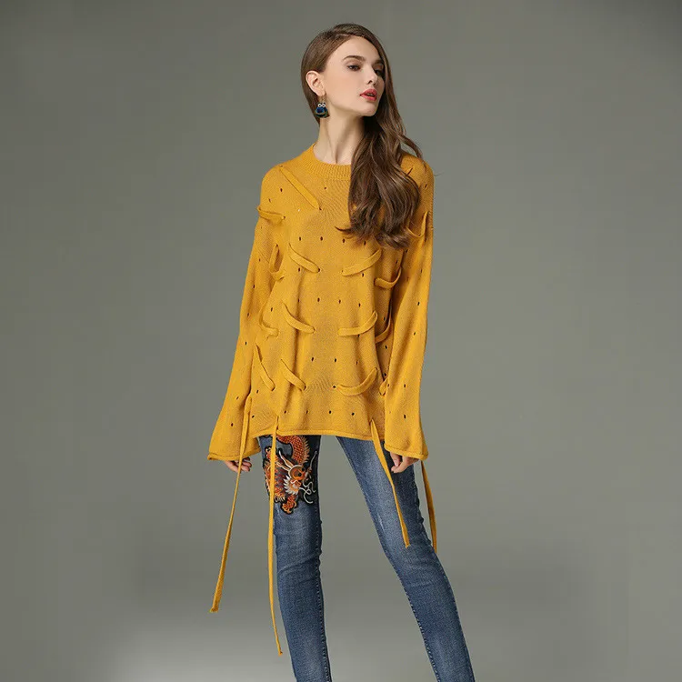 

Feminino Cotton Flat Knitted Limited Rushed Poncho Jumper 2018 Autumn And Winter Rope Sweater Loose Large Female Tide