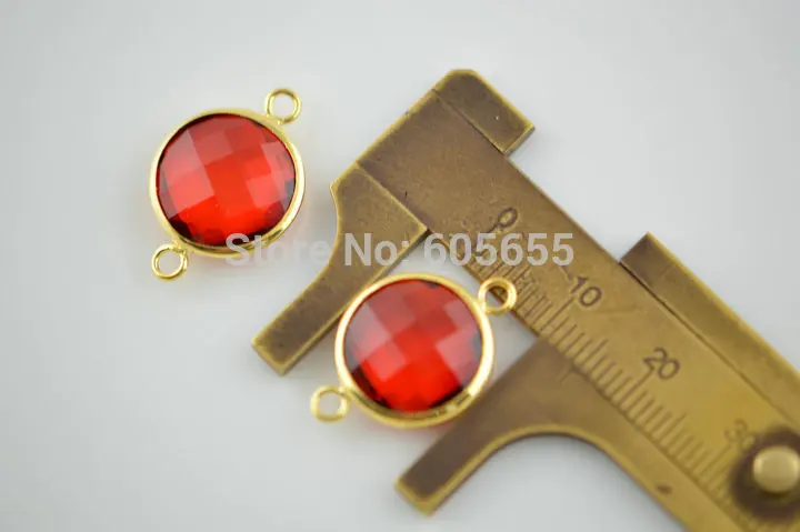 Граненые красные стеклянные бусины в виде монет с двумя петлями 15 х22 мм