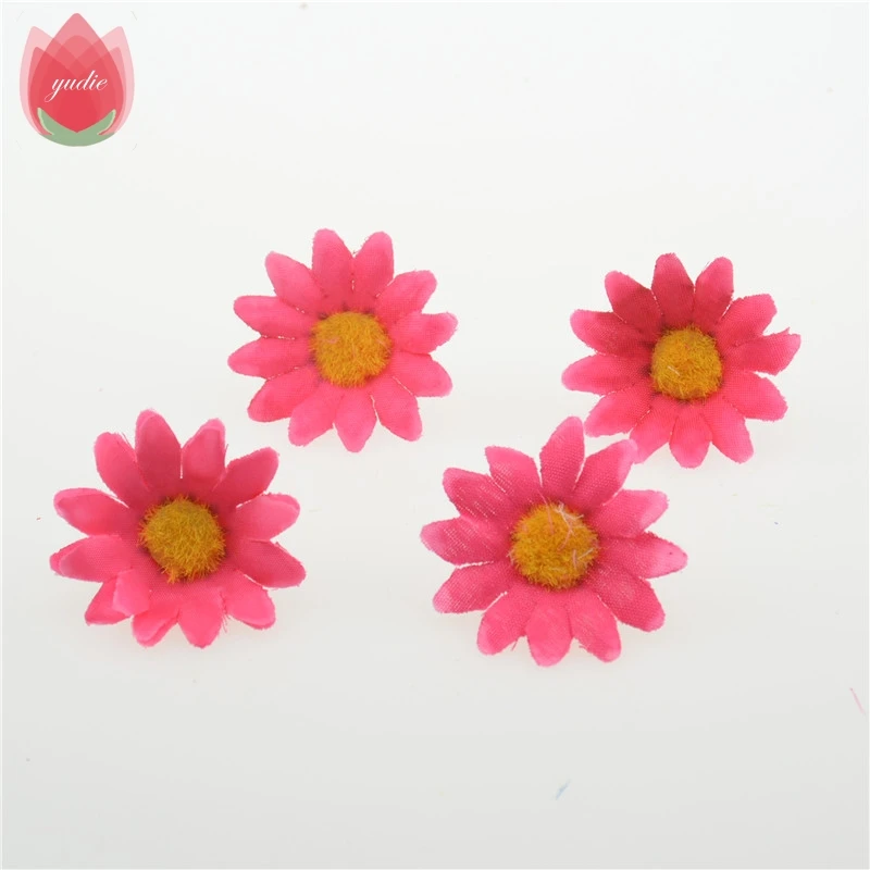 rose red 10 шт. маленький шелковый Подсолнух ручной работы искусственный цветок голова свадебное украшение DIY ВЕНОК Подарочная коробка Скрапбукинг Ремесло поддельные цветы - Цвет: rose red
