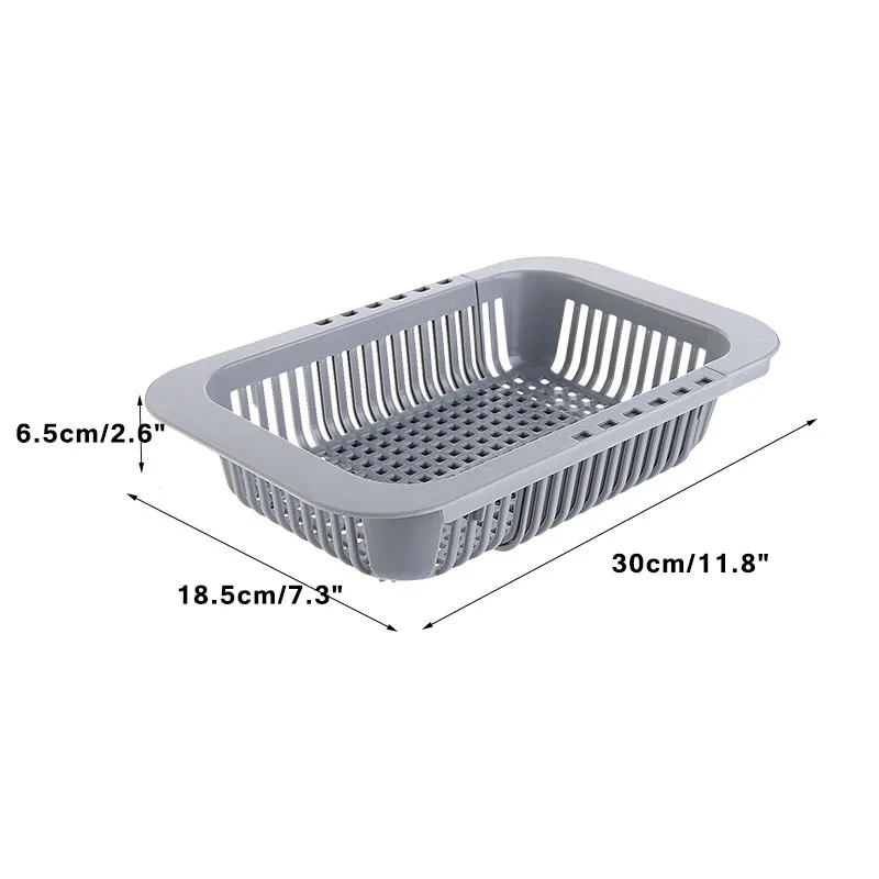 Kitchen Plastic Storage Can Retractable Sink Drain Shelf Hollow Out Rack Fruit Vegetable Cleaning Basket | Дом и сад