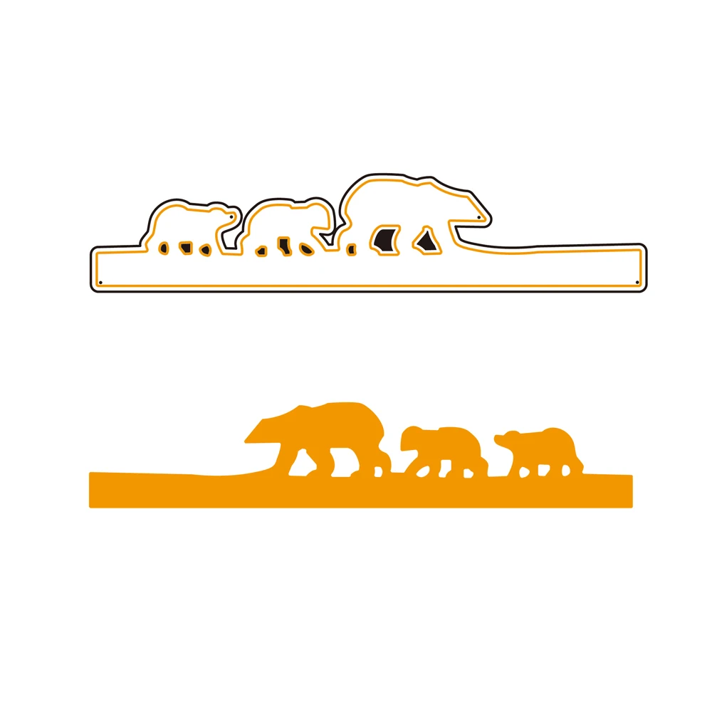 Новые металлические режущие штампы 3 животное белый медведь рамочный трафарет