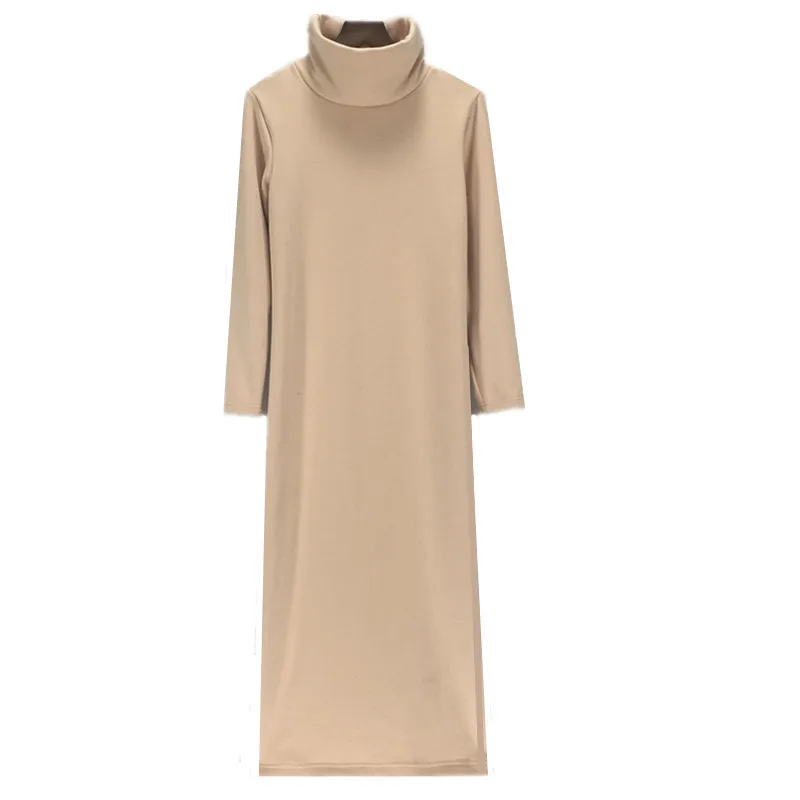 Весеннее сексуальное длинное платье 2020 теплое с высоким воротником женская